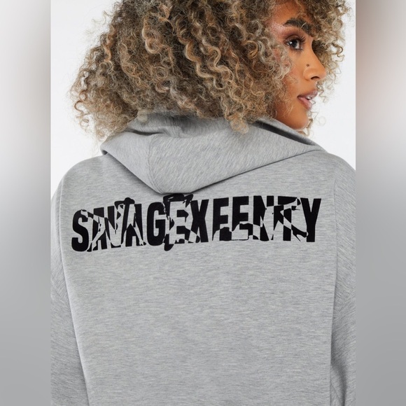 NWT Savage X Fenty Forever Savage Showgirl Short Robe Platinum Gray - Picture 3 of 14